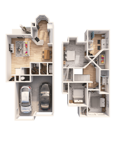 Floor plan for 3 beds, 2 baths, 1749 sqft